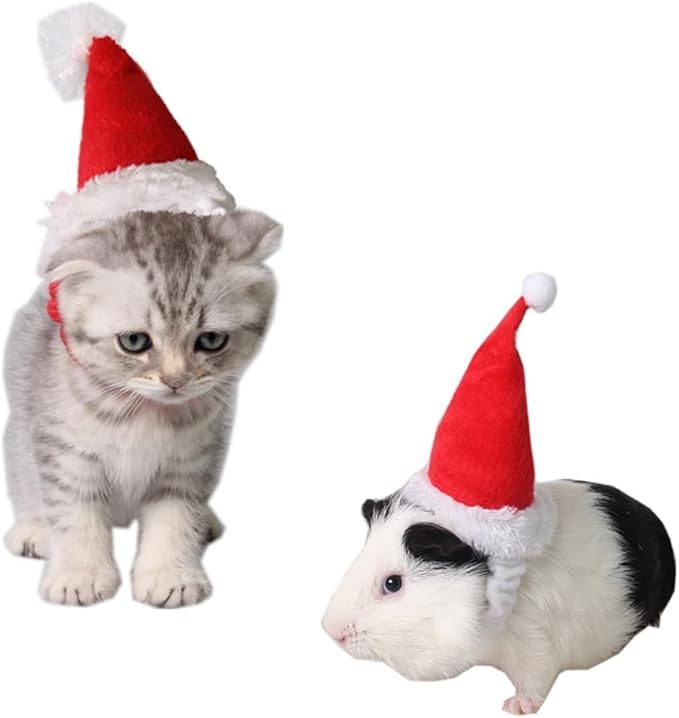 ANIAC Christmas Hamster Hats Guinea Pig Costume Mini Santa Hat for Kitten Chinchilla Rabbit Bunny Hedgehog Ferret Squirrel Rats Duck Newborn Puppy…