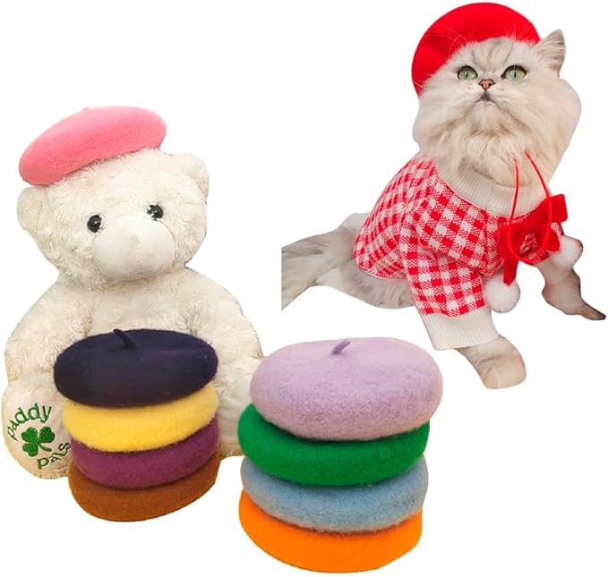Dog Beret Hats Cats Hats Fashion Four Seasons Funny Comfortable Winter Pet Hat (Purple)