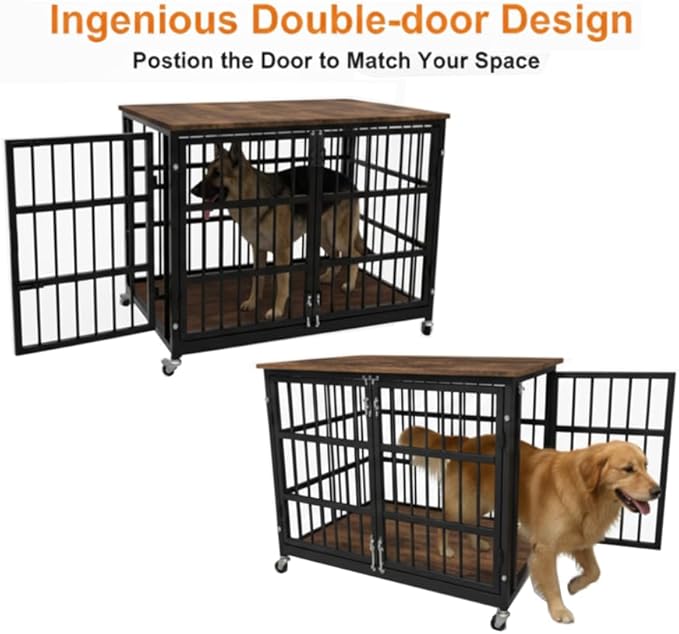 48"/42"/33" Dog Crate Furniture, Heavy Duty Dog Kennel Indoor for Large Dogs, Escape-Proof and Chew-Proof Wooden Dog Cage for high Anxiety Dog, Decorate House as TV Stand, End Table
