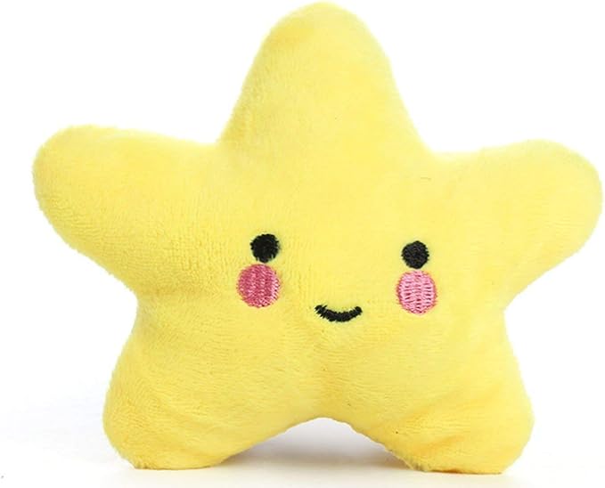 Pet Bite Squeaky Toys Smile Star Cute Stuffed Toys for Dogs Puppy Biting BB Sound Chew Squeaker Cloud Shape Plush Toy for Cats & Small Animals Exercise Entertainment,3 Pack (Star)