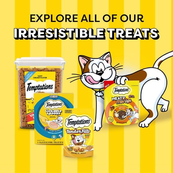 Temptations Lickable Spoons Adult Wet Cat Treat, Tasty Chicken and Cheesy Cheese Flavor, 4 Spoons, Pack of 24 (96 Total)