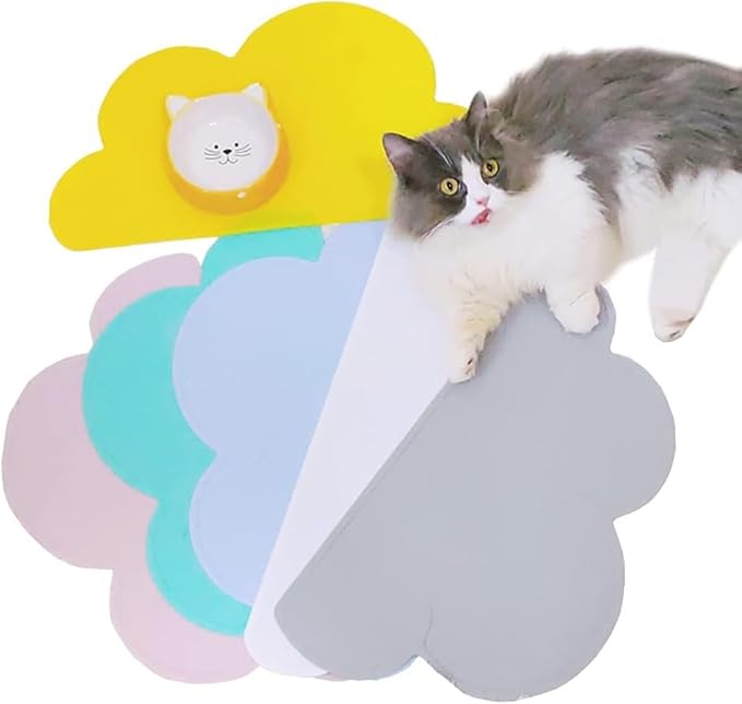 Love Dream Silicone Pet Feeding Food Mat with Raised Edge, Anti-Slip Waterproof Pet Bowl Mat Placemat for Dog and Cat (Pink)