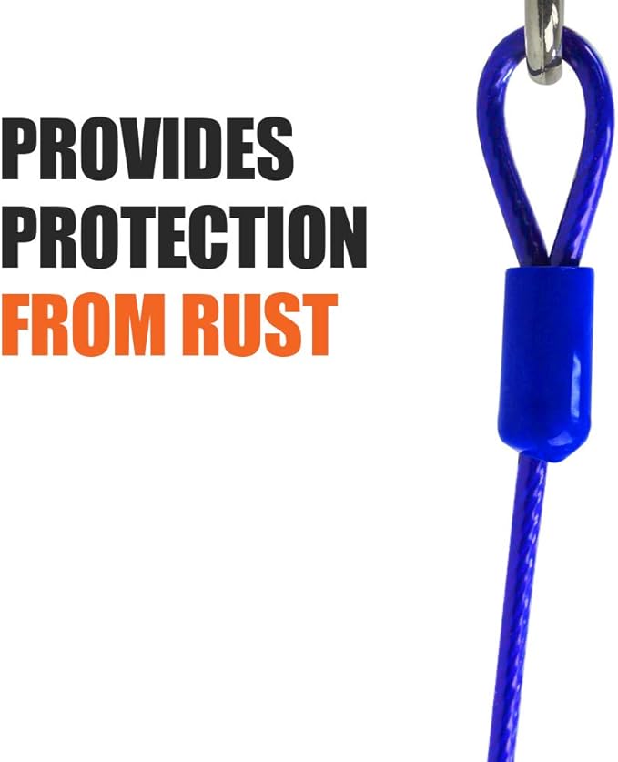 BV Dog Tie Out Cable 15 Feet - Heavy Duty Dog Lead Up to 60 Pounds - Reflective & Rust-Free with Quick Release Swivel Clips & 360° Rotating Clasp - Tangle-Free Dogs Runner for Yard (Blue, Single)