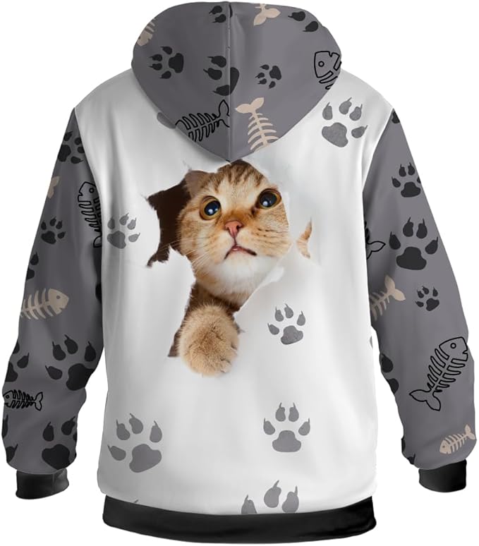 Cat Jacket for Men Women Paw Coat Hoodied Sweatshirts Zip Up Hoodies