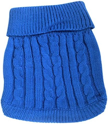 Tangpan Turtleneck Classic Straw-Rope Pro Pet Dog Sweater Apparel (Dark Blue, L)