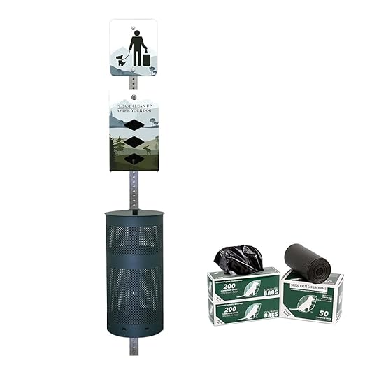 ZERO WASTE USA - Rust Proof Aluminum Dog Waste Station for Roll Bags (Most Popular Bags) - Free 400 Waste Bags & 25 can Liners - Over 500k Sold in USA (Mountain Landscape | Matte Green)