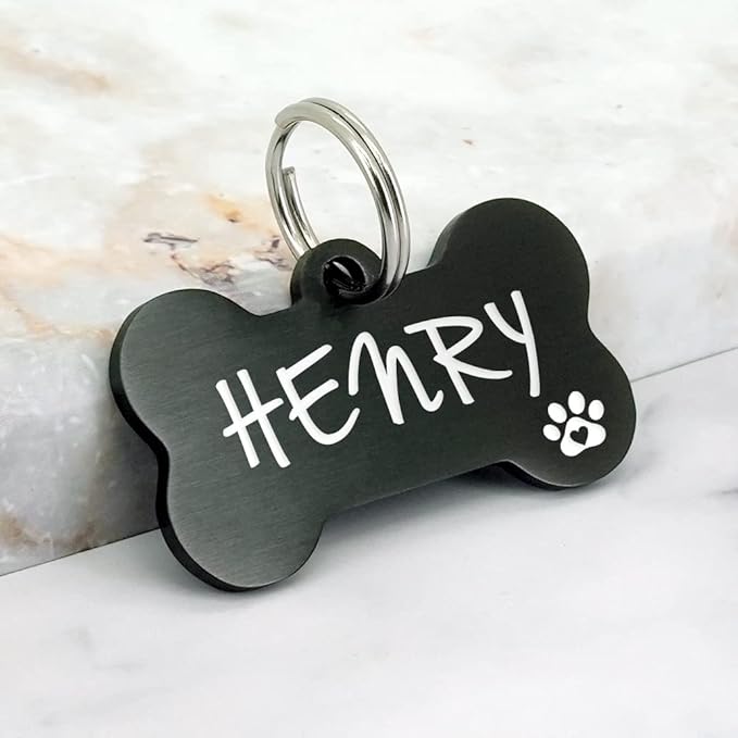 Ultra Joys Dog Tags Personalized for Pets with up to 5 Deep Engraved Lines, Brushed Stainless Steel Custom Dog Name Tag and Cat Tags, Engraved on Both Sides in Bone, Heart, Hexagon and More Shapes