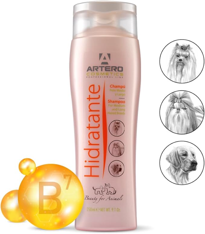 Artero Moisturizing. Shampoo for Dogs. Great Hydration. Ideal for Yorkshire Terrier Dogs, Bichon Maltese, for Pets with Long Hair and/or Dry or Damaged Coats. with Biotin.