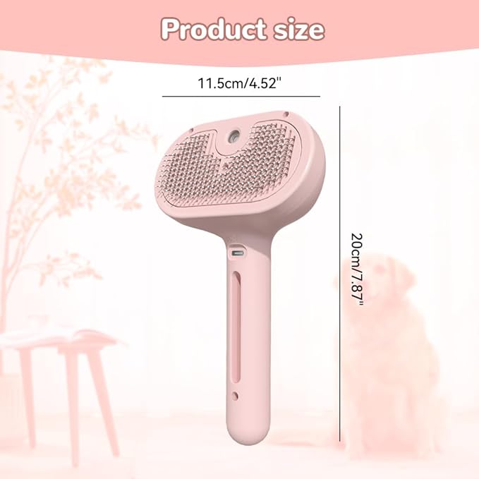 Pet Spray Hair Removal Comb, 2025 New Pet Steam Brush for Dog Cat, Steam Brush for Shedding Grooming, Water Steamy for Long Short Haired Pets, Portable Anti-Static Cat Steamy (Green)
