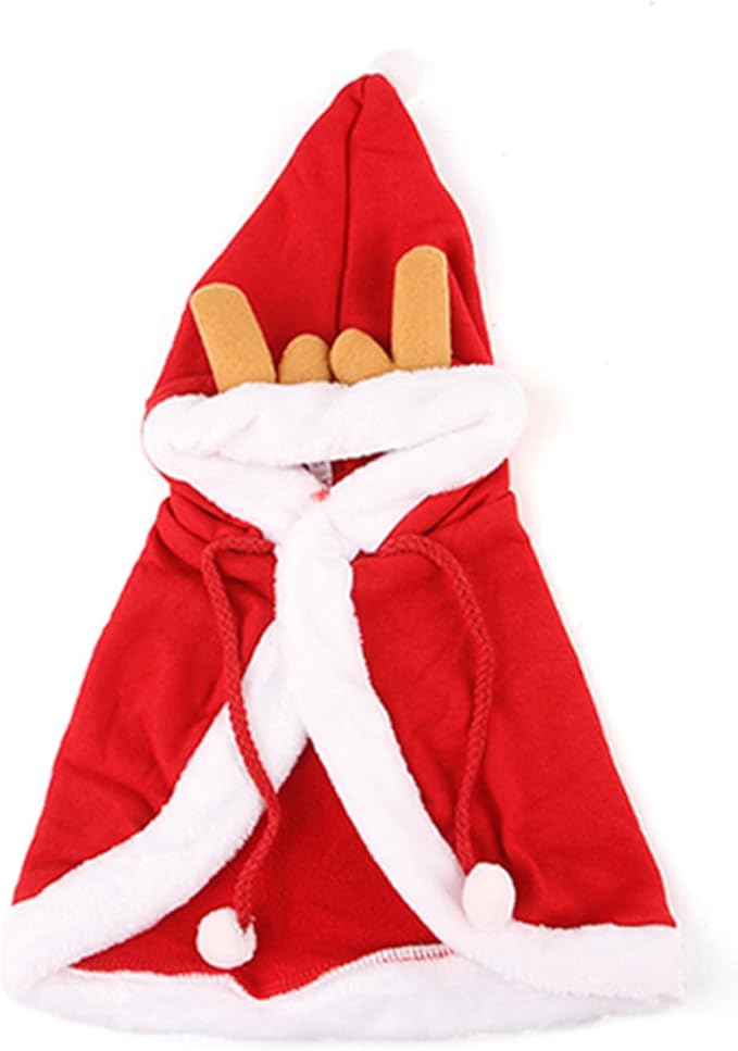 Christmas Cat Cape Costume - Adjustable Pet Role-Playing Accessories Set for Small-Sized Cats, Christmas Eve Party Decoration (Reindeer, S)