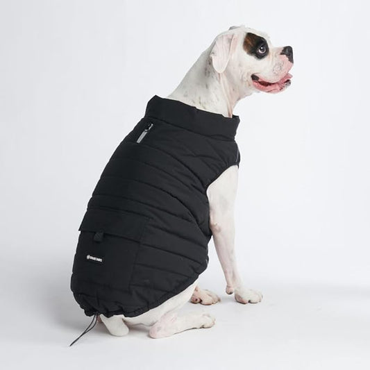 Spark Paws Dog Winter Jacket, Water-Resistant Coat, Warm Reflective Windproof Fleece-Interior, for Medium and Large Dogs - Black - 3XL