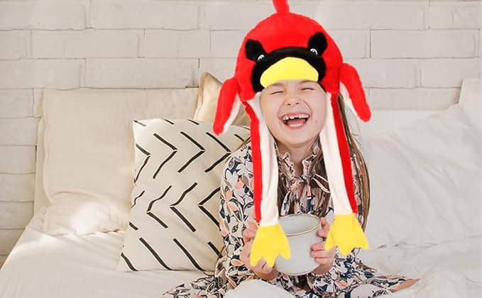 Animal Hat with Ears Moving Jumping Pop Up Beating Hat Plush Holiday Cosplay Dress Up Funny Gift for Kids