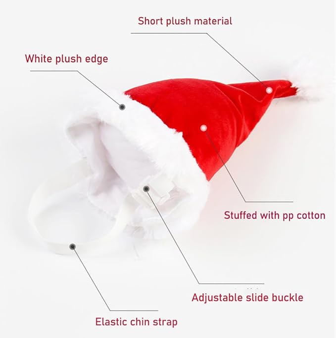 ANIAC Adjustable 3D Christmas Dog Hat for Small Dogs Cat Santa Hat Puppy Santa Costume…