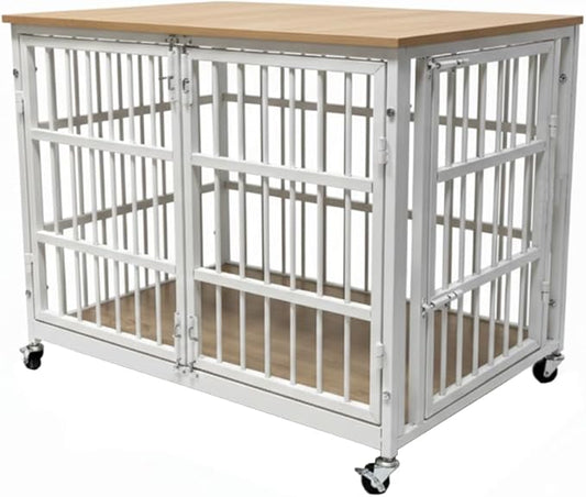 48/42/38 Dog Crate Furniture, Heavy Duty Dog Kennel Indoor for Large Dogs, Escape-Proof and Chew-Proof Wooden Dog Cage for high Anxiety Dog, Decorate House as TV Stand, End Table