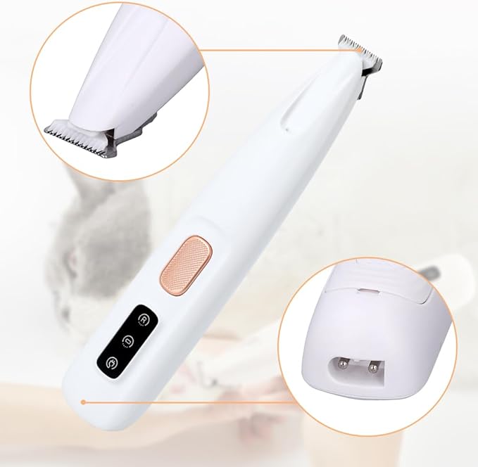Paw Trimmer, Upgrade Multifunctional Pet Hair Clippers Waterproof Rechargeable Pet Shaver with LED Light, Pet Paw Trimmer for Paws Eyes Ears Face Rump (1PC), White