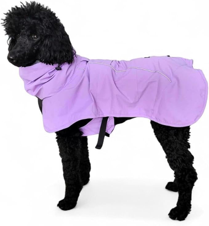 Spark Paws Dog Raincoat, Waterproof Windproof Rain Jacket, for Small Medium Large Extra Large Dogs, Reflective Breathable Full-Body Coverage Dry Suit - Purple - S