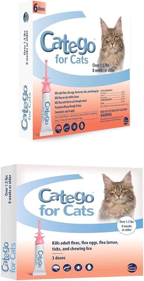 Catego for Cats Flea and Tick Treatment & Prevention (Over 1.5 lbs) 12-Month Supply