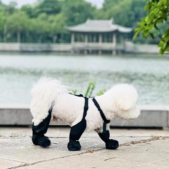 Pet Shoes, high top Anti Slip, Anti Fall, Waterproof Dog Shoe Pants, Adjustable Winter Snow Hiking Outdoor Dog Boots.Suitable for Cats and Dogs Weighing 6-10 kilograms