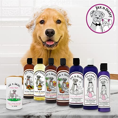 Jax n Daisy Tropical Pawadise Coconut Pineapple Dog Conditioner- Dog's Skin & Coat Conditioner for Grooming & Cleaning, Dog Bath Supplies with Light Tropical Scent of Coconut & Pineapple.