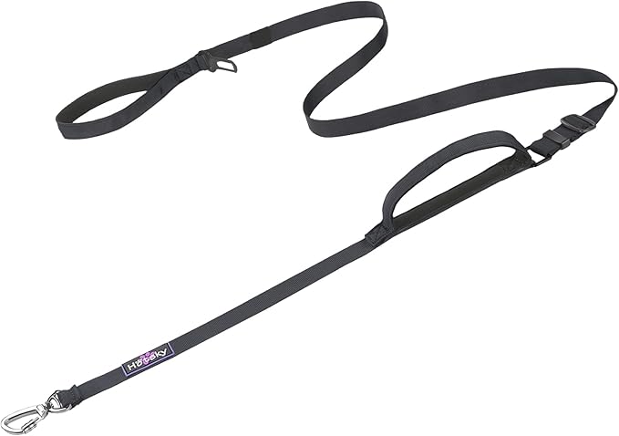 Hotsky Heavy Duty Dog Leash,4.5-6 FT Adjustable Durable Nylon Seatbelt Lead with Two Padded Traffic Handle and Carabiner for Large Medium and Small Breed Dogs,Black
