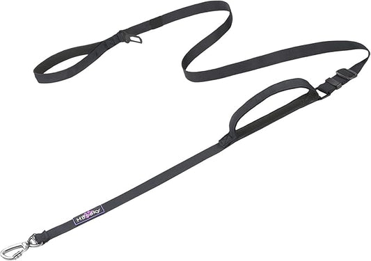 Hotsky Heavy Duty Dog Leash,4.5-6 FT Adjustable Durable Nylon Seatbelt Lead with Two Padded Traffic Handle and Carabiner for Large Medium and Small Breed Dogs,Black