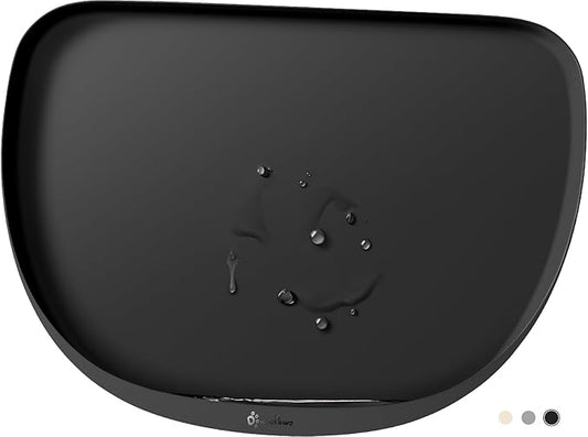 DownyPaws Dog Food Mats for Floors Waterproof, BPA Free Silicone Dog Bowl Mat, Non-Slip Pet Feeding Mat with High Raised Edge, Cat Placemat for Messy Drinkers, 24"×17", Black