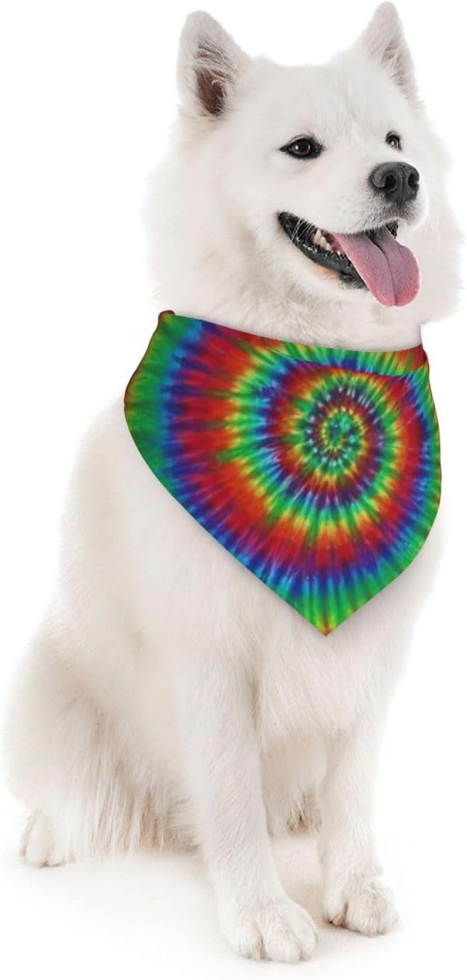 Green Rainbow Yellow Blue Rose Red Tie Dye Dog Bandana Scarf Triangle Bibs Pet Accessories Cat Kerchief