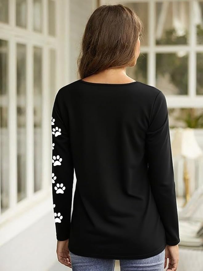 JINTING Cat Shirts for Women - Loose Fit Lightweight Long Sleeve Graphic Tee Fall Printed Crewneck Blouse Casual Tops