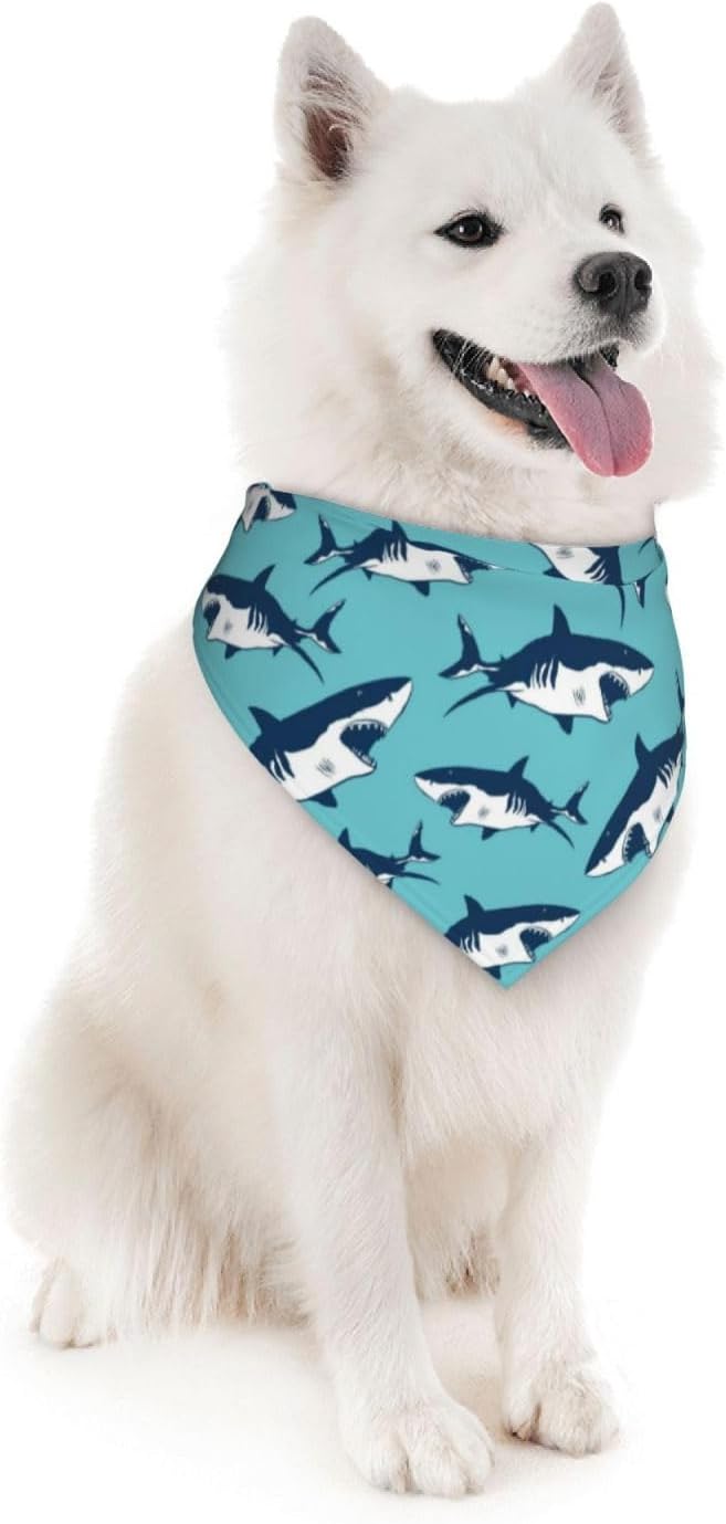Ocean Shark Dog Bandana Scarf Triangle Bibs Pet Accessories Cat Kerchief