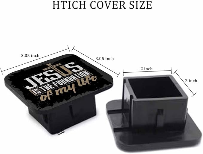 Bible Verse Safe Square Trailer Hitch Cover 2 Inch, Jesus is The Foundation of My Life Faith Car Rear Receiver Hitch Cover for Trucks SUVs RVs