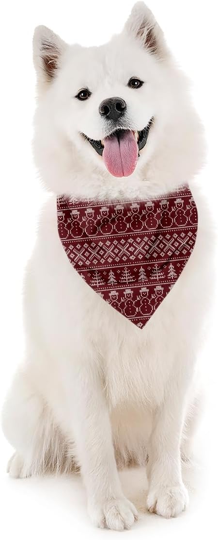 Dog Bandanas, Christmas Dog Bandanas, Pixel Snowman Christmas Pet Bandana, Holiday Bandana for Small Medium Dogs, Pet Triangle Scarf