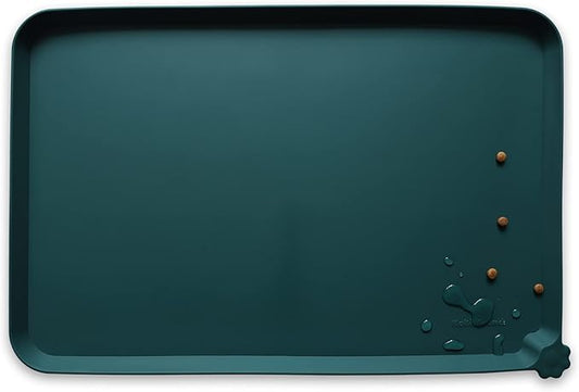 Hoki Found Silicone Pet Food Mats Tray - High-Lips Pet Dog Cat Bowl Mats - Dog Pet Cat Feeding Mat - Waterproof Dog Cat Food Mats -Pet Water Mats for Floors - Dark Cedar