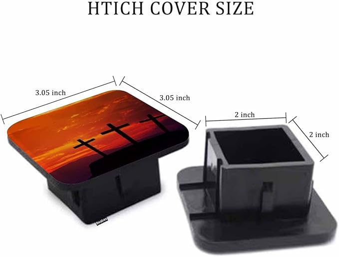 Trailer Hitch Receiver Covers Christian Cross Hitch Cover Protector, Jesus Christ Cross Mountain Sunset 2" Inch Tow Rear Hitch Tube Cover Plug Cap for Pickup Trucks Cars SUVs Sedans Tractors