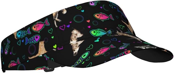 Cute Cat Sport Sun Visor Hats Cute Animal Sun Hat Empty Top Baseball Cap for Outdoor Cat Baseball Hats Cap