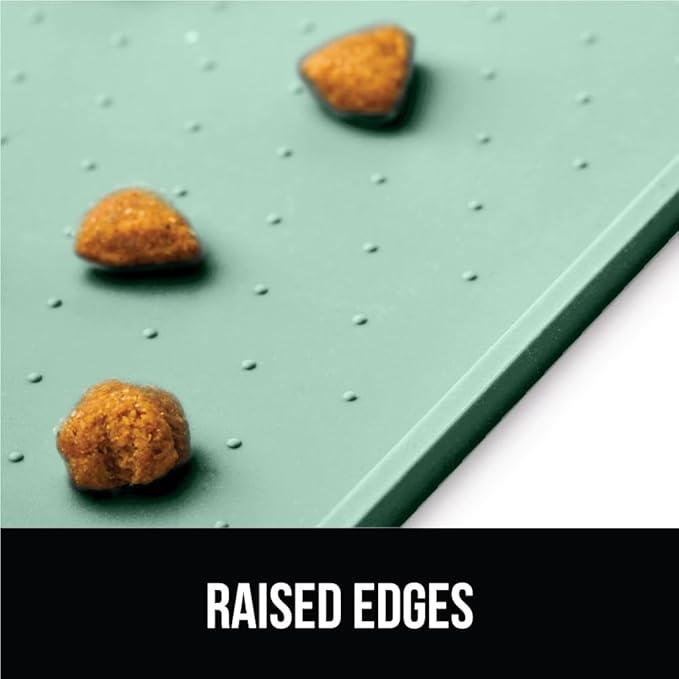 GORILLA GRIP 100% Waterproof Raised Edge BPA Free Silicone Pet Feeding Mat, Dog Cat Food Mats Contain Spills Protects Floors, Placemats for Cats and Dogs Water Bowl, Pets Accessories 32x24 Mint