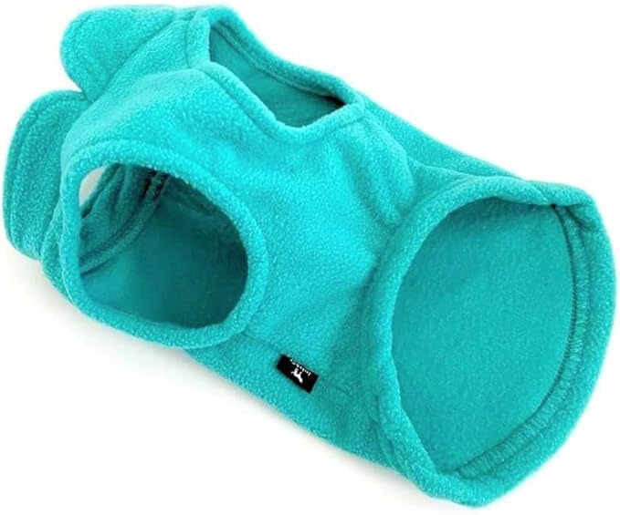 JACKO & CO - Fleece Vest Dog Sweater with Leash Ring - Soft, Warm & Lightweight Pullover Coat for Small & Medium Dogs, Puppies & Cats - Cozy Fall/Winter/Spring Pet Jacket (Turquoise, Large 10-16lbs)