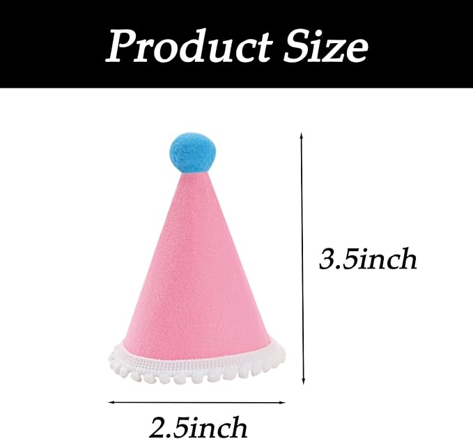 Dog Birthday Hat Set for Small Medium Dogs Cat Puppies, Mini Party Hat with Adjustable Headbands, Cute Pet Hat with Pompons for Birthday Christmas Party Decoration Accessories (Mini 2.5 inch 20pcs)