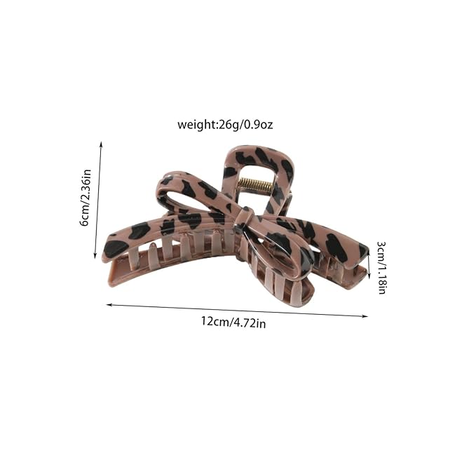 1 Pack Bow Hair Claw Clips Cheetah Print Hair Clip Fall Brown Strong Hold Shark Clip Leopard Print Jaw Clips Non-Slip Cute Bow-knot Hair Barrettes Fashion Hair Accessories for Thick & Thin Hair