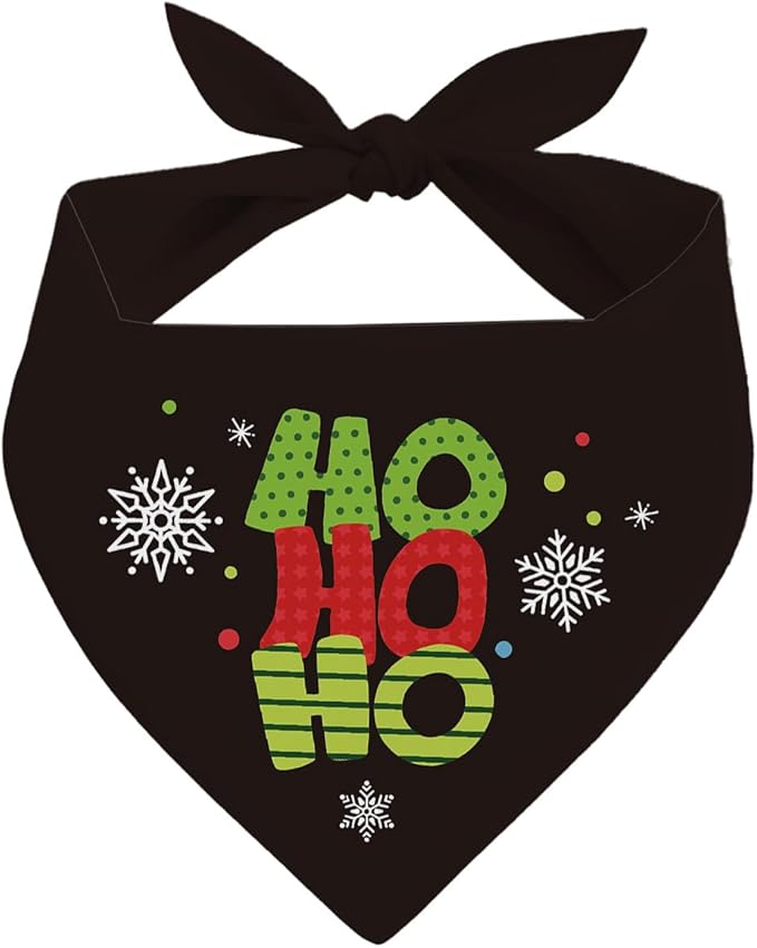 Dog Bandanas, Christmas Dog Bandanas, Black HOHOHO Decor Dogs Bandana, Holiday Bandana for Small Medium Dogs, Pet Triangle Scarf