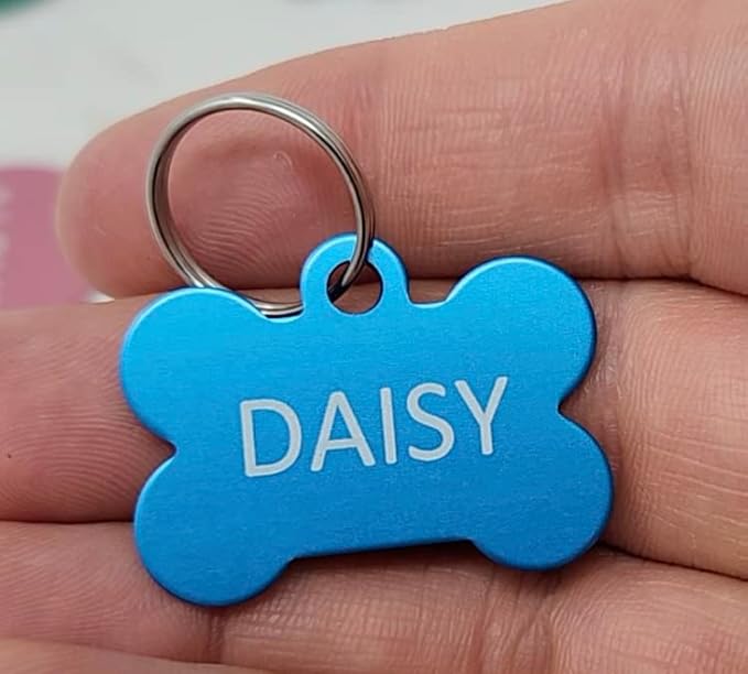 Dr. Fremont's Pet ID Tag Custom for Dog Cat Personalized | Many Shapes and Colors to Choose from | Made in USA | Strong Anodized Aluminum (Small, Bone)