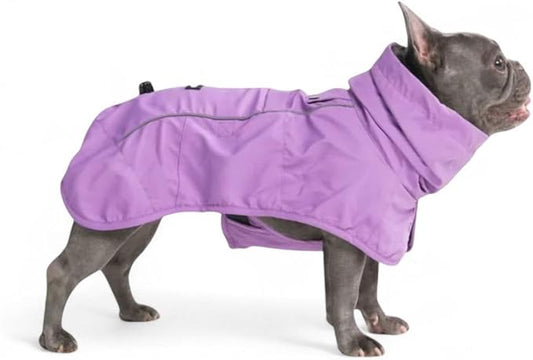 Spark Paws Dog Raincoat, Waterproof Windproof Rain Jacket, for Small Medium Large Extra Large Dogs, Reflective Breathable Full-Body Coverage Dry Suit - Purple - L