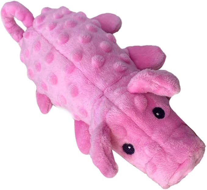 Squeaky Dog Toys Plush Dog Toy with Crinkle Paper Stuffed Durable Dog Chew Toys for Small Middle and Large Dogs Pig Pink
