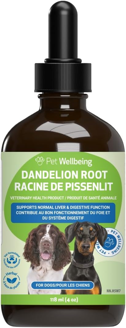Pet Wellbeing Dandelion Root for Dogs - Liver & Heart Health, Digestive Function, Blood Sugar Support, Certified Organic - Veterinarian-Formulated Herbal Supplement 4 oz (118 ml)