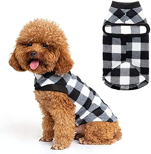 EXPAWLORER Plaid Cat Sweater - Pet Clothes Cat Puppy Vest Warm Fleece Hoodie for Cats, Fall and Cold Winter Coat Pullover Design, Buffalo Checked Sweatshirt Clothing Also for Small Dogs