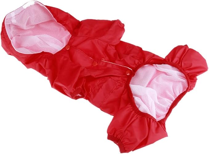 Balacoo Reflective Dog Raincoat Small Puppy Jacket with Hood for Pet Cat Dog Rain Size 2XL Red