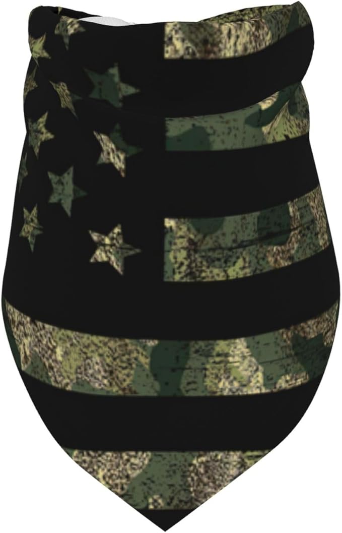 Camo Camouflage Hunting American Flag Dog Bandana Scarf Triangle Bibs Pet Accessories Cat Kerchief