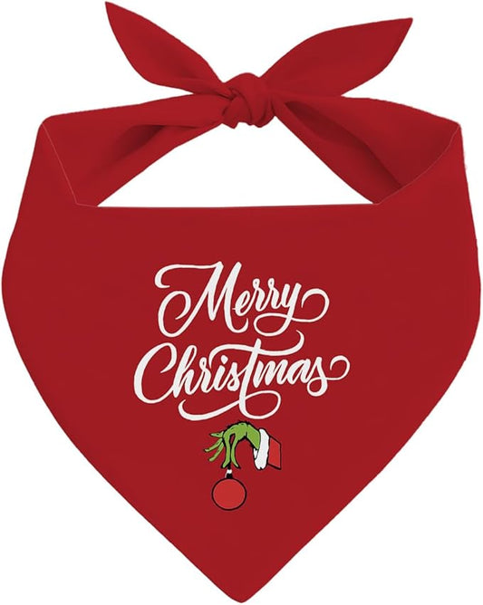 Merry Christmas Dog Bandanas, Dog Bandanas, Red Christmas Decor Dogs Bandana, Holiday Bandana for Small Medium Dogs, Pet Triangle Scarf