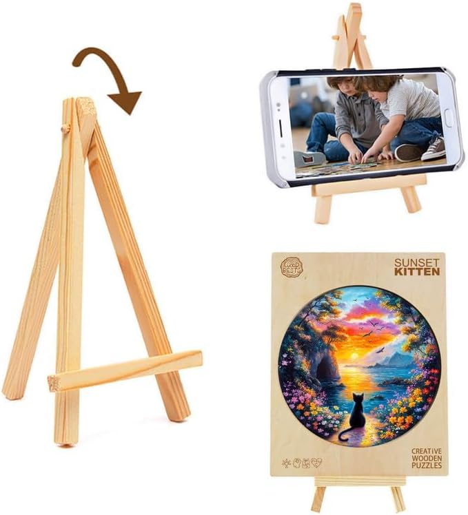 Jigfoxy Wooden Puzzle for Adults, Kitten Wooden Jigsaw Puzzles for Adult, Unique Cat Shape Wood Cut Puzzles, Christmas Thanksgiving Gifts for Friends Family (S-8.5 * 8.5in-100pcs)