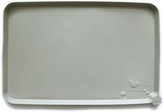 Hoki Found X-Large Silicone Pet Feeding Mats - Non Slip, Waterproof Dog & Cat Food Mats - Placemats for Carpet - Cream Green