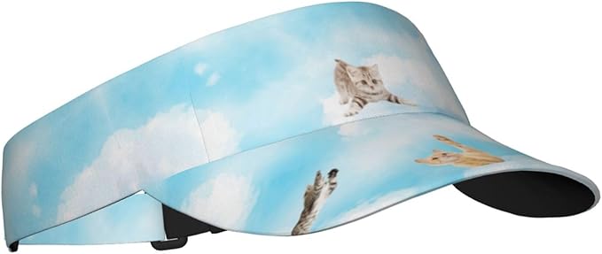 Cute Cat Sport Sun Visor Hats Cute Animal Sun Hat Empty Top Baseball Cap for Outdoor Cat Baseball Hats Cap
